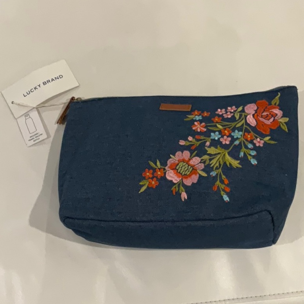 NWT Lucky Brand Denim Travel Cosmetic Bag